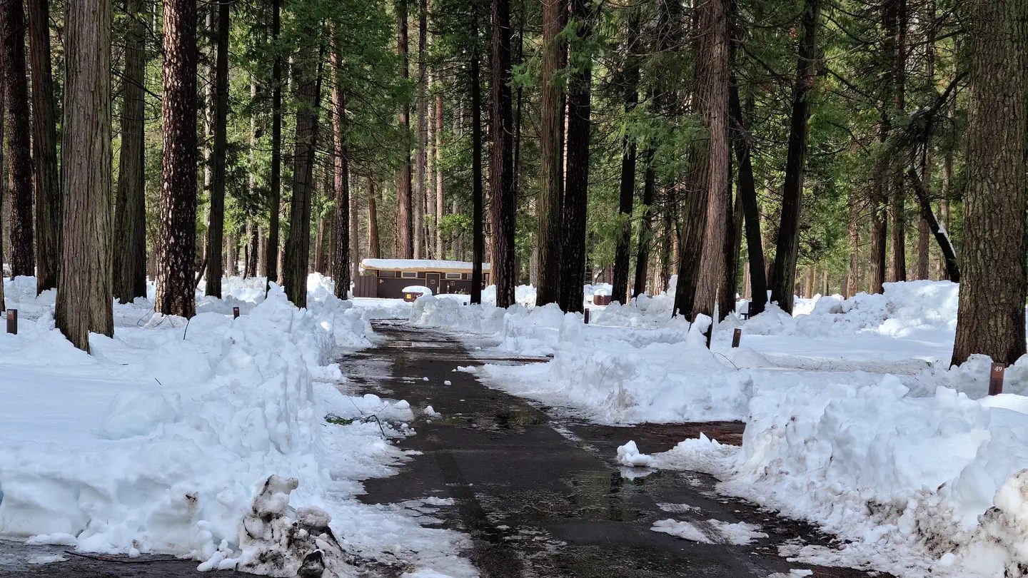 Upper Pines in winter, when it’s the only campground open in Yosemite Valley.